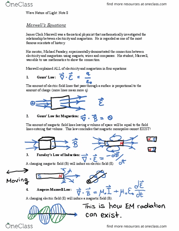 PHYSICS 1X00 Chapter Notes - Chapter 5.8: James Clerk Maxwell, Heinrich Hertz, Michael Faraday thumbnail