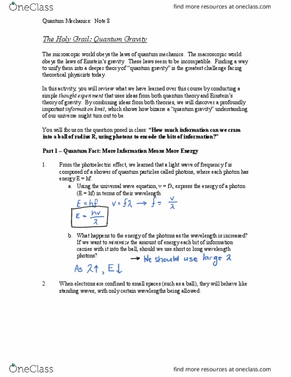PHYSICS 1X00 Chapter Notes - Chapter 6.8: Escape Velocity, Stephen Hawking, Terabyte thumbnail