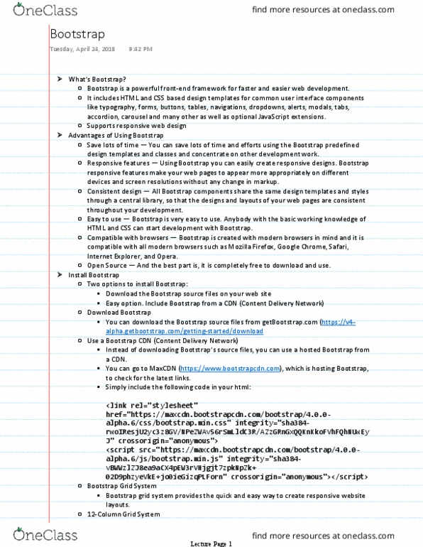 ATEC 3361 Lecture Notes - Lecture 9: Page Orientation, Md4, Content Delivery Network thumbnail