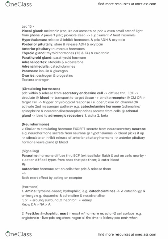 BIOA02H3 Lecture Notes - Lecture 15: Gamete, Ovulation, Autocrine Signalling thumbnail