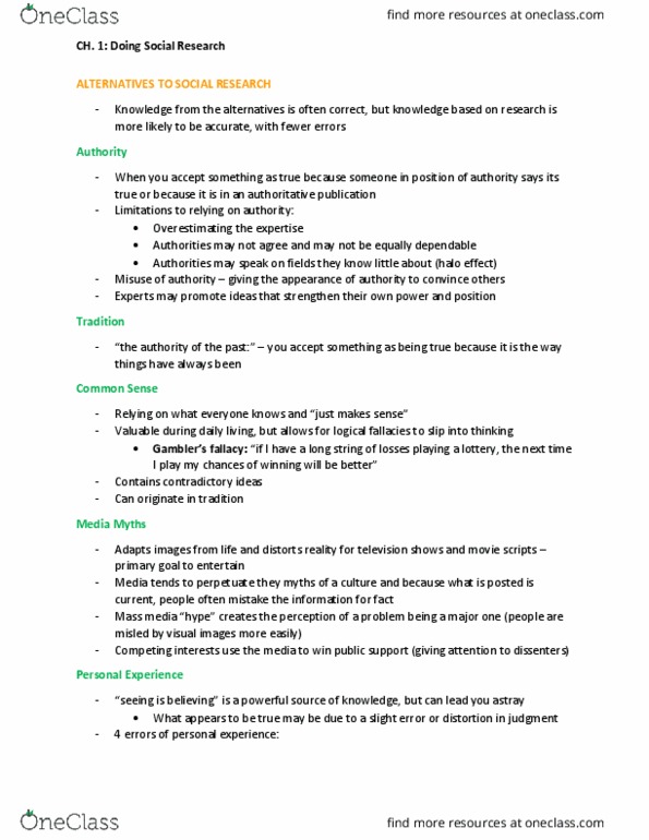 Sociology 2206A/B Chapter Notes - Chapter 1: Institute Of Historical Research, Mass Media thumbnail