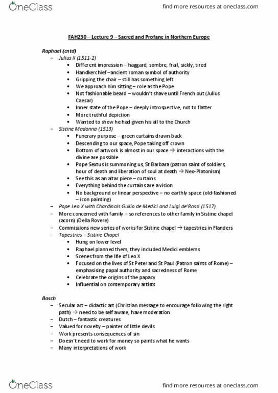 FAH230H1 Lecture Notes - Lecture 9: Shining Light, Isenheim Altarpiece, Protestantism thumbnail