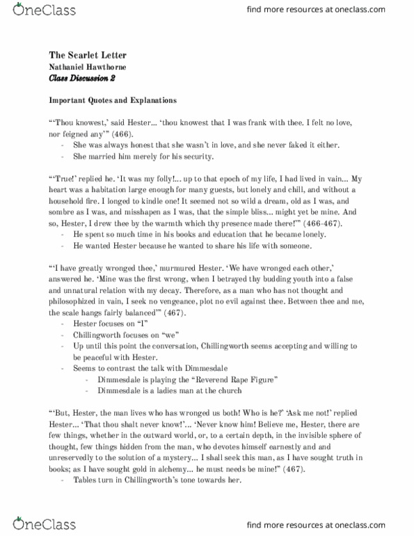 EN 209 Lecture Notes - Lecture 23: Tragic Hero, Little People, Nathaniel Hawthorne thumbnail