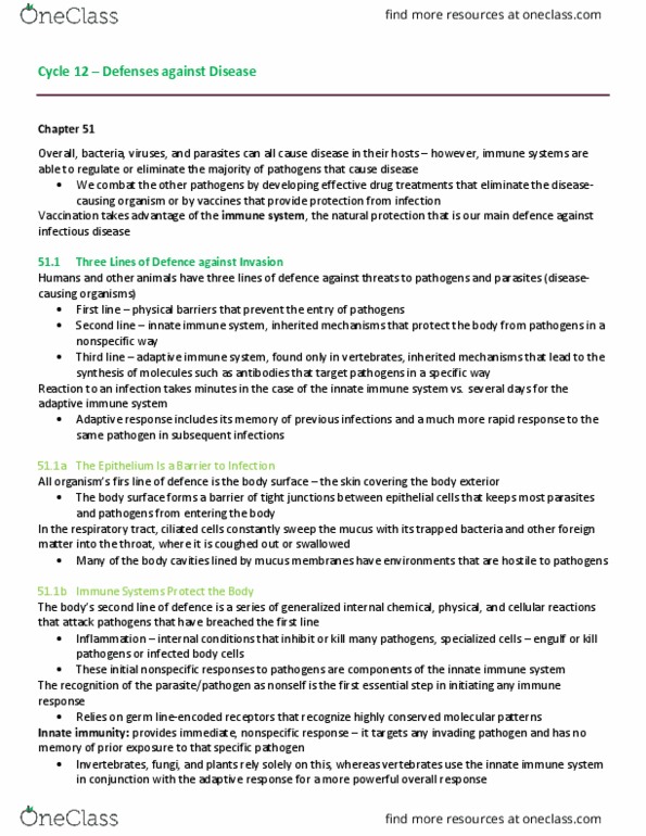 Biology 1202B Chapter Notes - Chapter 12: Lymph Node, Paracrine Signalling, Passive Immunity thumbnail