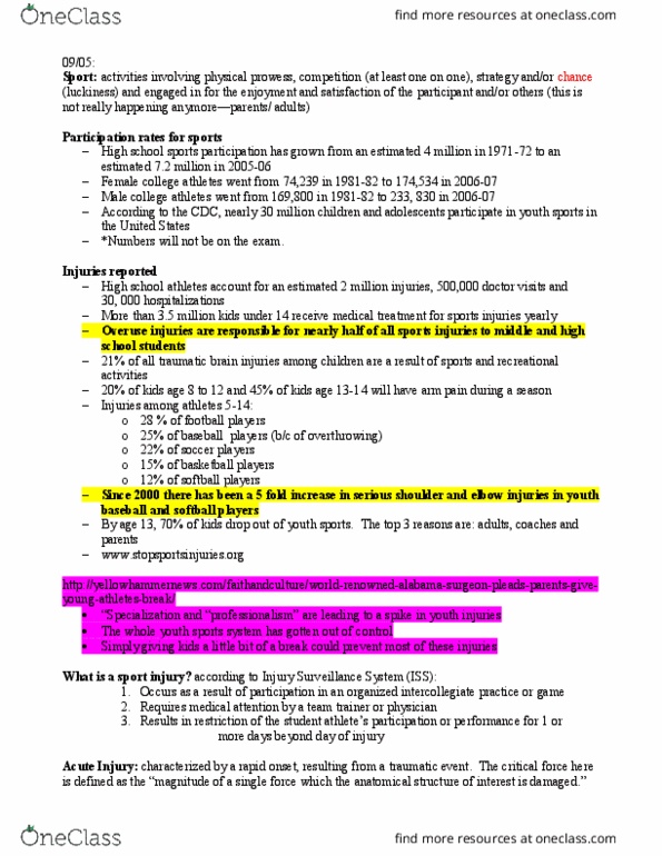 KINE 318 Lecture Notes - Lecture 1: Night Sweats, Engineering Controls, Ibuprofen thumbnail