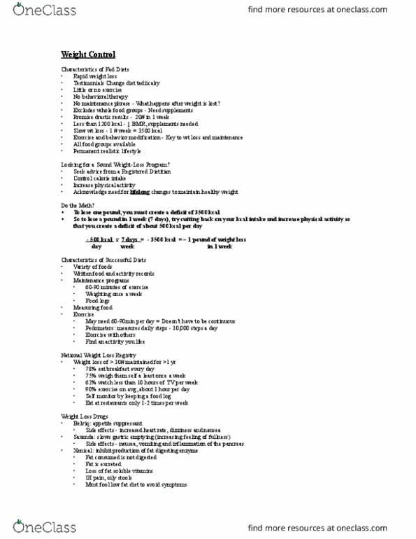 NTR 109 Lecture Notes - Lecture 9: Cognitive Restructuring, Topiramate, Phentermine thumbnail