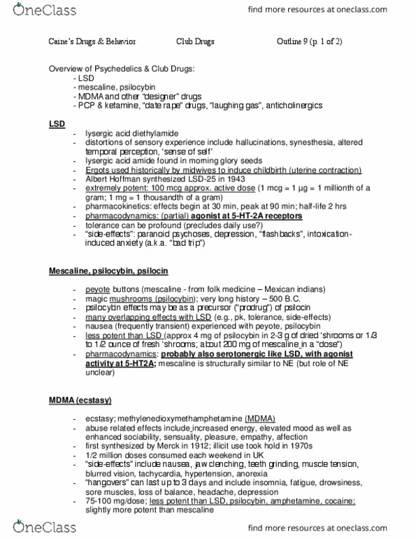 CAS PS 333 Lecture Notes - Lecture 13: Ibogaine, Dizocilpine, Intravenous Therapy thumbnail