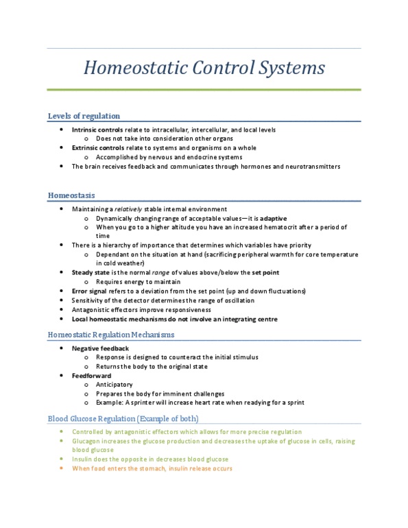 KINE 3012 Lecture Notes - Hematocrit, Endocrine System, Homeostasis thumbnail