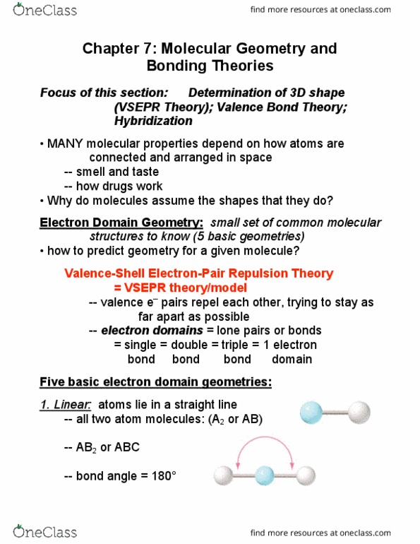 CHEM 1311 Lecture Notes - Lecture 6: Trigonal Bipyramidal Molecular Geometry, Valence Bond Theory, Molecular Geometry thumbnail