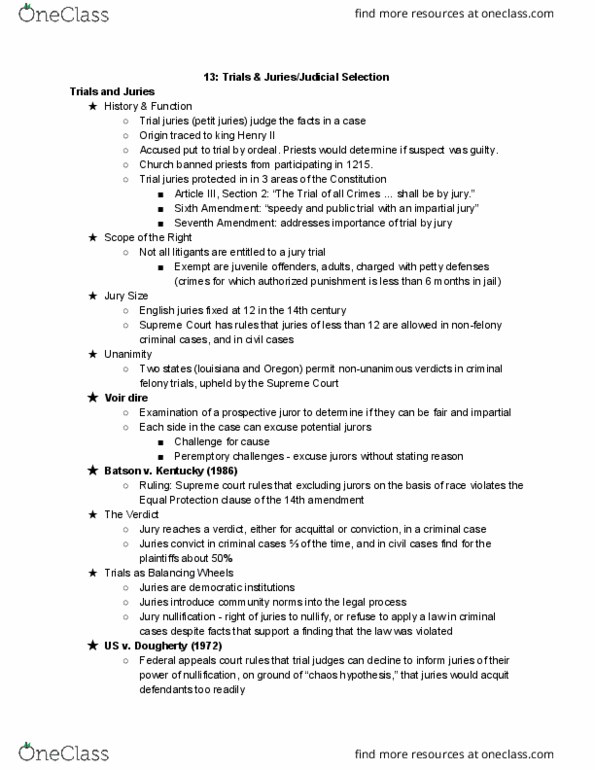 01:790:106 Lecture Notes - Lecture 13: Neil Gorsuch, Merrick Garland, Jury Nullification thumbnail