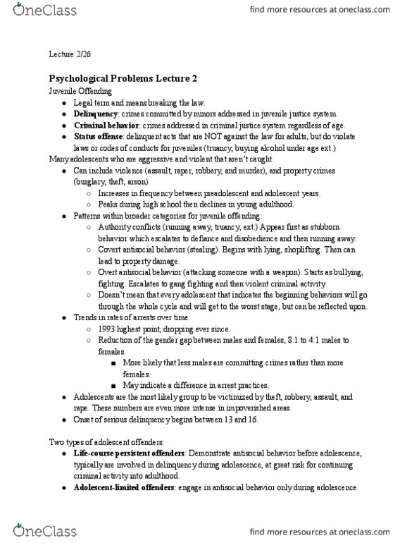 ED PSYCH 321 Lecture Notes - Lecture 21: Truancy, Status Offense, Shoplifting thumbnail