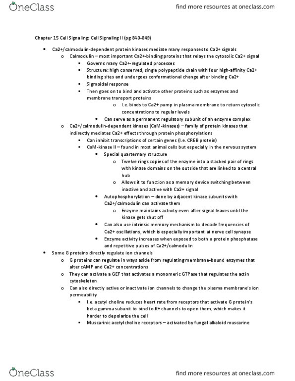 BIO 320 Chapter Notes - Chapter 15: Membrane Transport Protein, Calmodulin, Quaternary thumbnail