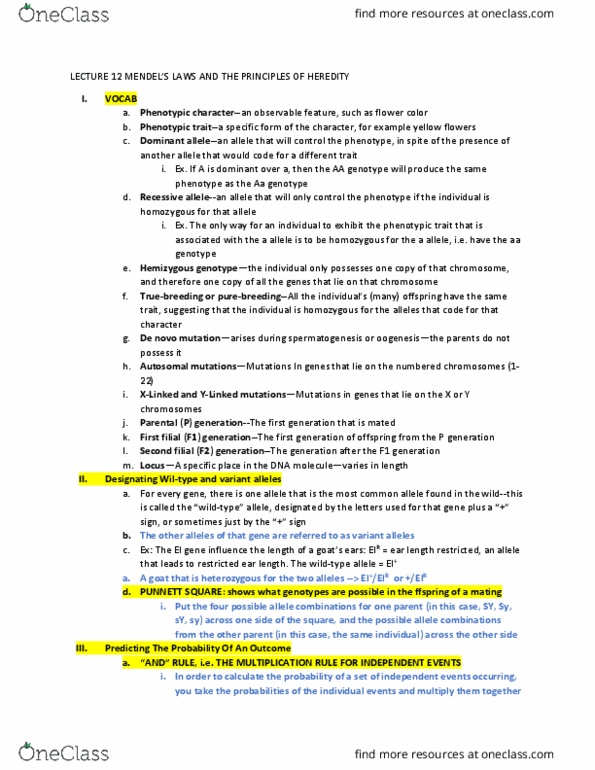 01:447:380 Lecture Notes - Lecture 12: Punnett Square, Phenotypic Trait, Wild Type thumbnail