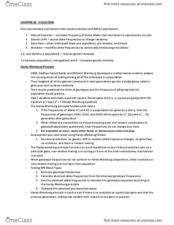 BLG 144 Lecture Notes - Lecture 5: G. H. Hardy, Genotype Frequency, Allele Frequency thumbnail