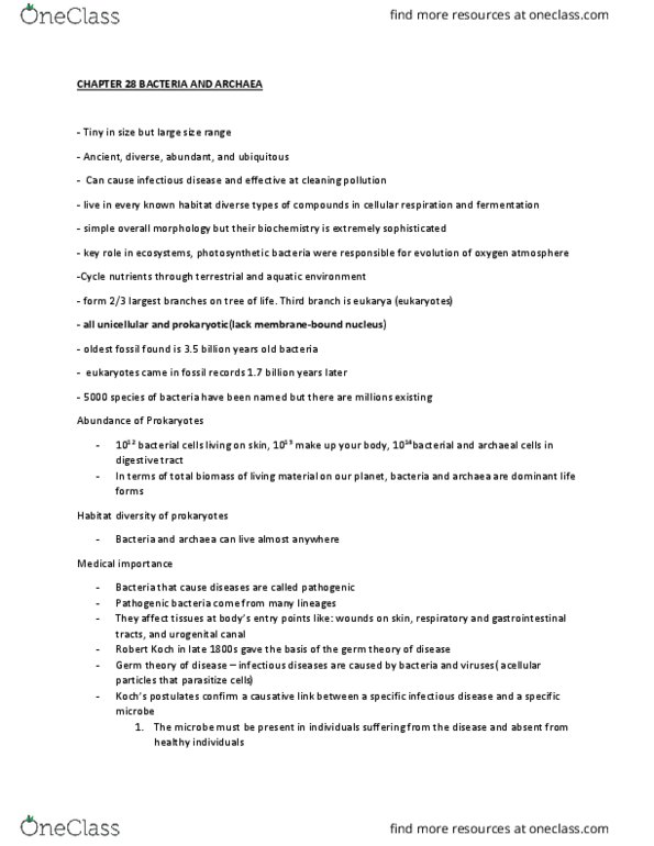 BLG 144 Lecture Notes - Lecture 11: Pathogenic Bacteria, Germ Theory Of Disease, Bioremediation thumbnail