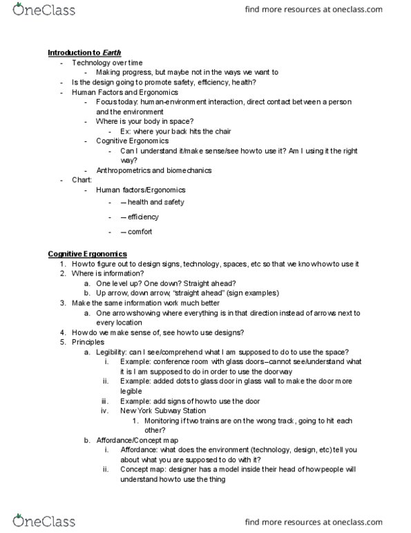 DEA 1500 Lecture Notes - Lecture 22: Concept Map, Anthropometry, Affordance thumbnail