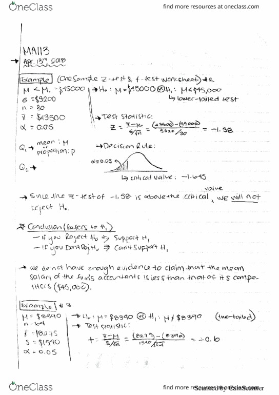 CAS MA 113 Lecture 31: Testing a Population Mean (pt. 3) thumbnail