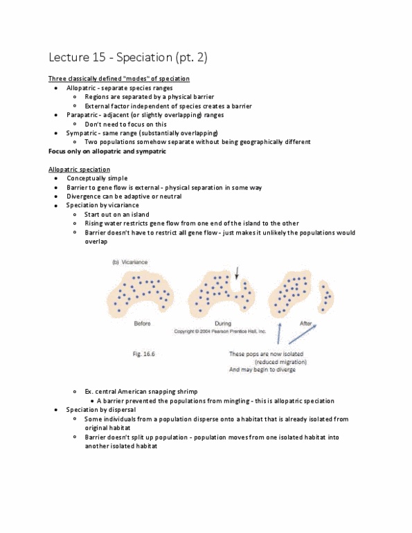 BIOL 2040 Lecture Notes - Lecture 15: Allopatric Speciation, Alpheidae, Erythranthe Guttata thumbnail