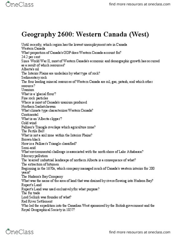 GEOG 266 Lecture Notes - Lecture 17: Red River Colony, Alberta Clipper, Rock Flour thumbnail