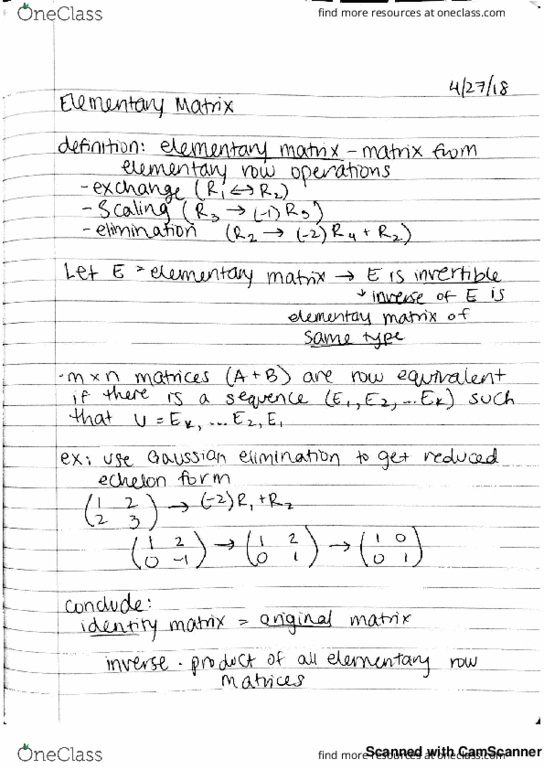 MATH 21 Lecture 12: MATH21 Lecture 12 Elementary Matrix thumbnail