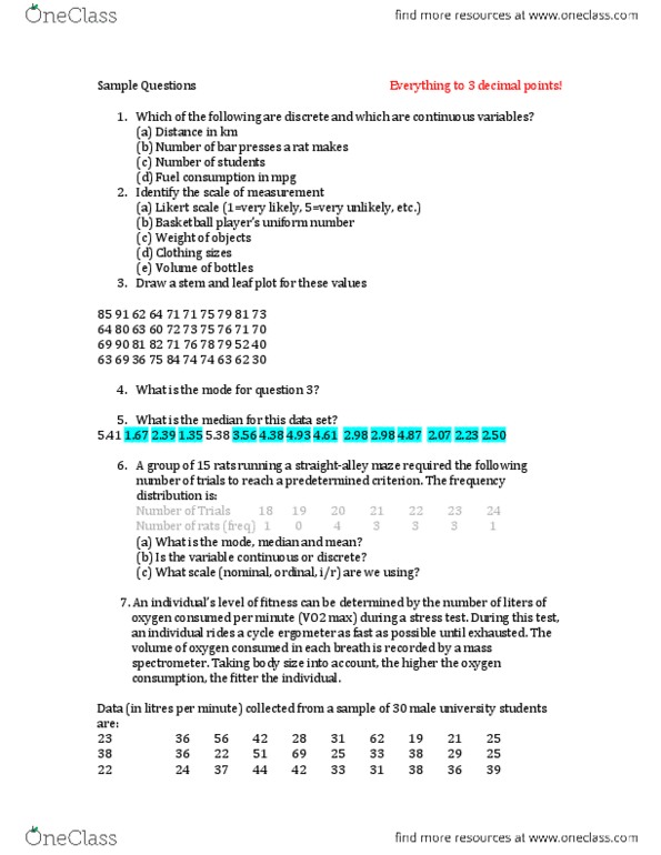 Psychology 2800e Study Guide Fall 2014 Midterm Content