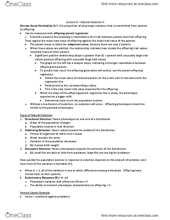 BIOEE 1780 Lecture Notes - Lecture 4: Directional Selection, Aposematism, Natural Selection thumbnail