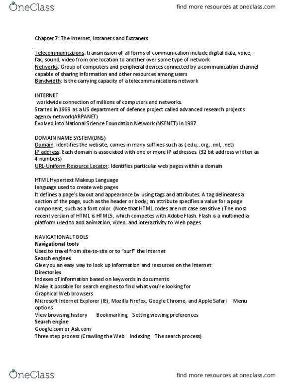 MGT 3061 Chapter Notes - Chapter 7: Firefox, Ask.Com, Telecommunications Network thumbnail