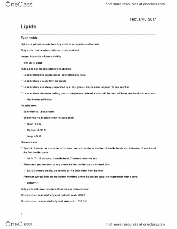 BCH 3120 Lecture Notes - Lecture 9: Phospholipid, Glycerol, Terpenoid thumbnail