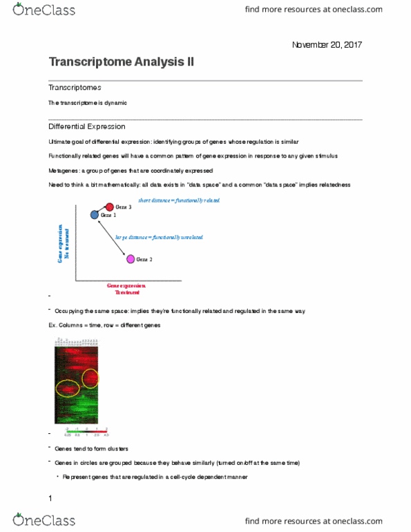 BCH 4101 Lecture Notes - Lecture 12: Transcriptome, Gene Expression, Cluster Analysis thumbnail