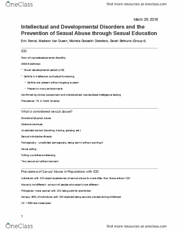 PSY 4122 Lecture Notes - Lecture 10: Sex Education, Name Calling, Dsm-5 thumbnail