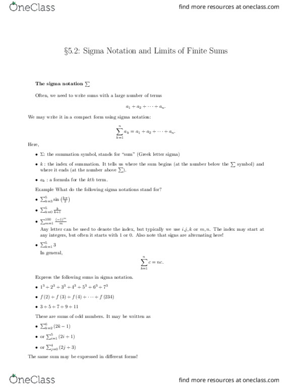 MAT 21B Lecture Notes - Lecture 3: Summation, Royal Institute Of Technology, Partial Fraction Decomposition thumbnail