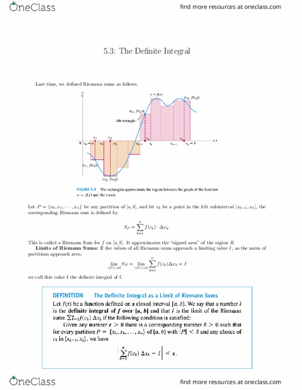 MAT 21B Lecture Notes - Lecture 4: Riemann Sum, Riemann Integral, Royal Institute Of Technology thumbnail