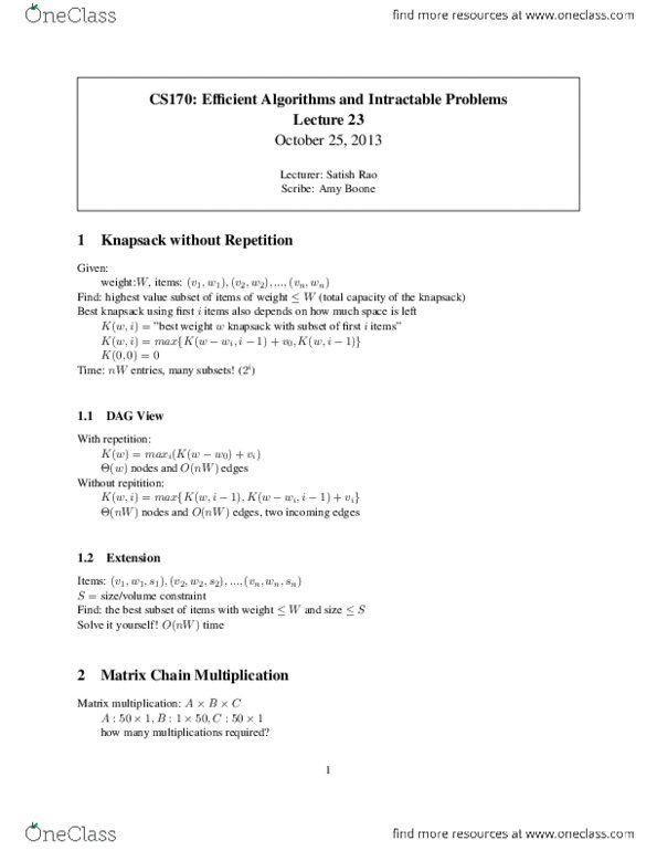 COMPSCI 170 Lecture Notes - Big O Notation thumbnail