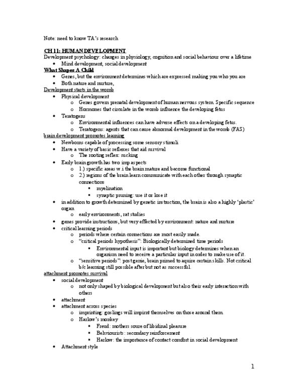 PSY100H1 Lecture Notes - Childhood Amnesia, Visual Acuity, Language Acquisition Device thumbnail