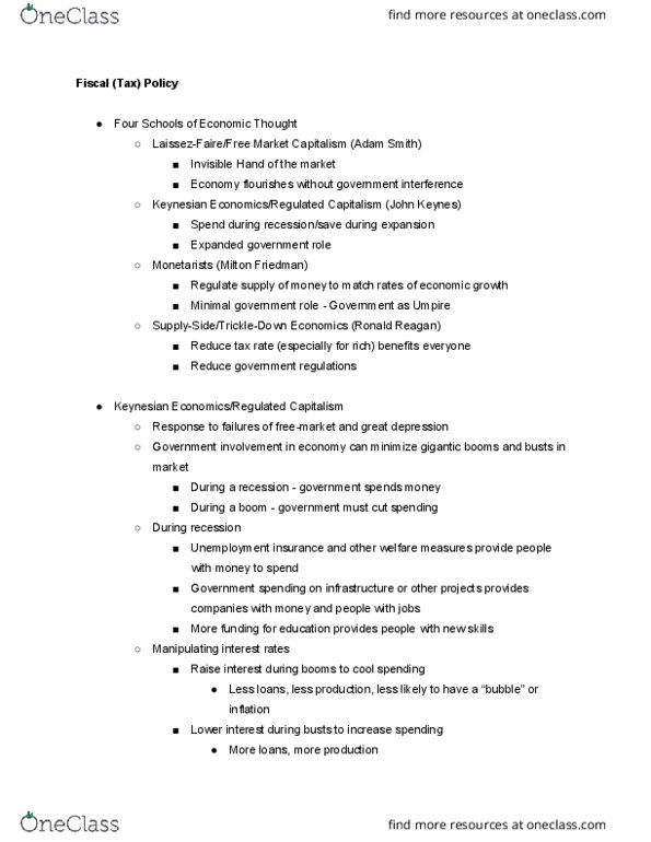 POSC150 Lecture Notes - Lecture 29: Monetarism, Unemployment Benefits, Government Spending thumbnail