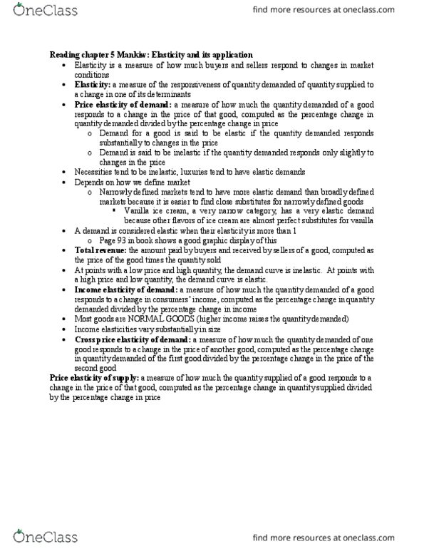 FMSC 290 Chapter Notes - Chapter 5: Substitute Good, Demand Curve thumbnail