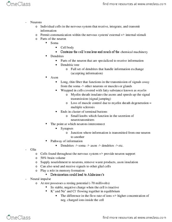 01:830:101 Chapter Notes - Chapter 3: Temporal Lobe, Multiple Sclerosis, Agonist thumbnail