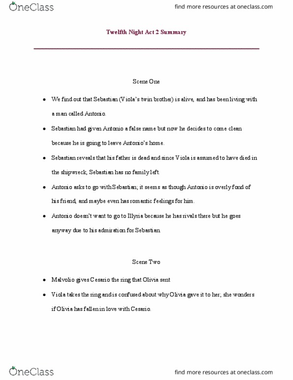 CAS WR 150 Chapter Notes - Chapter 2: Malvolio thumbnail