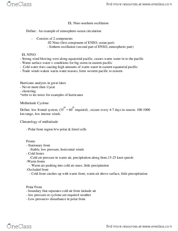 EESA09H3 Lecture Notes - Tropical Storm Grace, Climatology, Latent Heat thumbnail