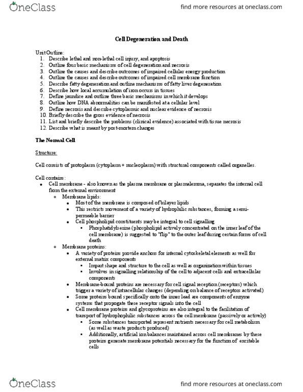 PATH 3610 Lecture Notes - Lecture 1: Membrane Lipids, Fatty Liver, Cell Membrane thumbnail