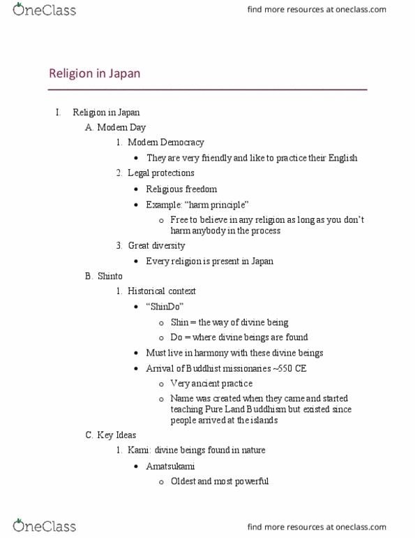 REL 1000 Lecture Notes - Lecture 1: List Of Japanese Deities, Harm Principle, Thunderstorm thumbnail