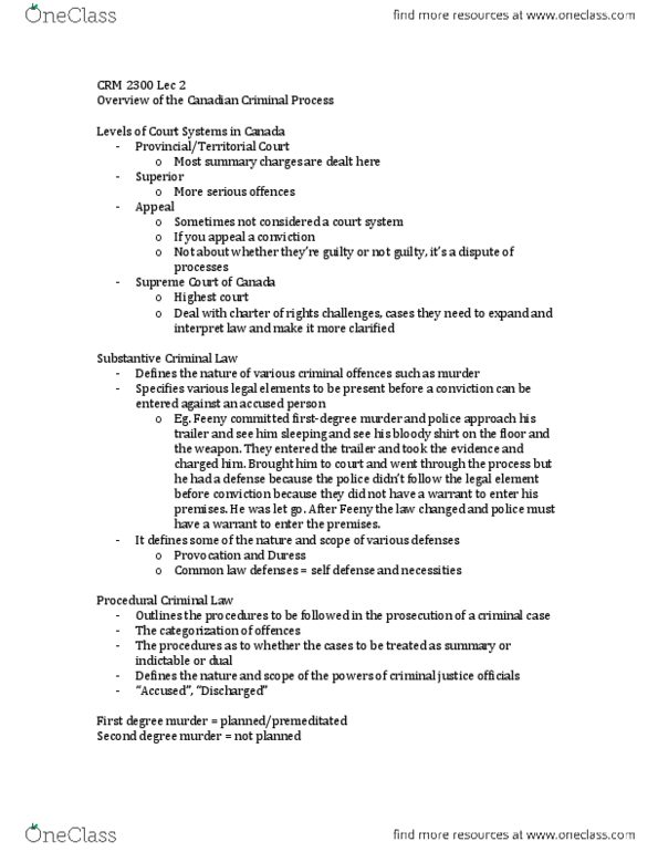 CRM 2300 Lecture Notes - Summary Offence, Henry Morgentaler, Rex (Title) thumbnail