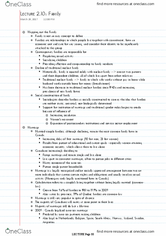 SOC101Y1 Lecture Notes - Lecture 21: Nuclear Family, Married People, Parental Leave thumbnail