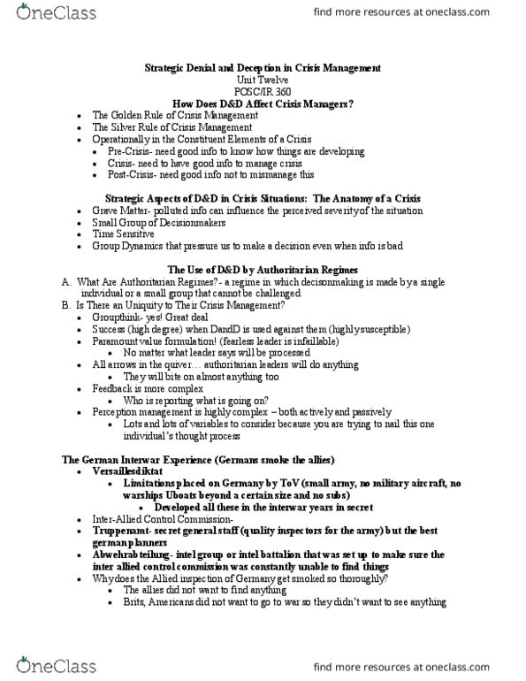 IR 360 Lecture Notes - Lecture 12: Truppenamt, Perception Management, Golden Rule thumbnail