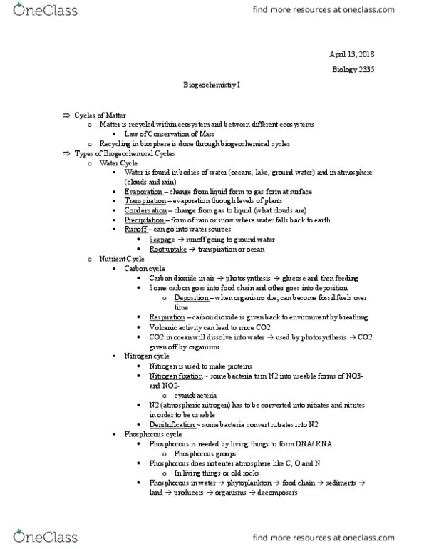 BIOL 2335 Lecture Notes - Lecture 22: Nitrifying Bacteria, Nitrogen Fixation, Rhizobia thumbnail