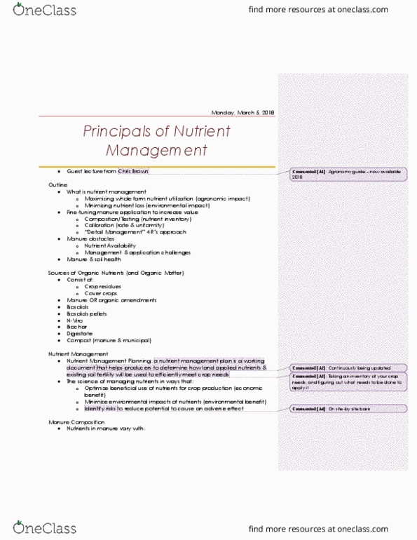 AGR 2050 Lecture Notes - Lecture 21: Nutrient Management, Biosolids, Biochar thumbnail