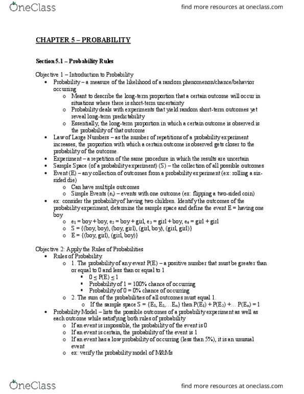 CAS MA 115 Lecture Notes - Lecture 5: Sample Space, Regional Policy Of The European Union, Conditional Probability thumbnail