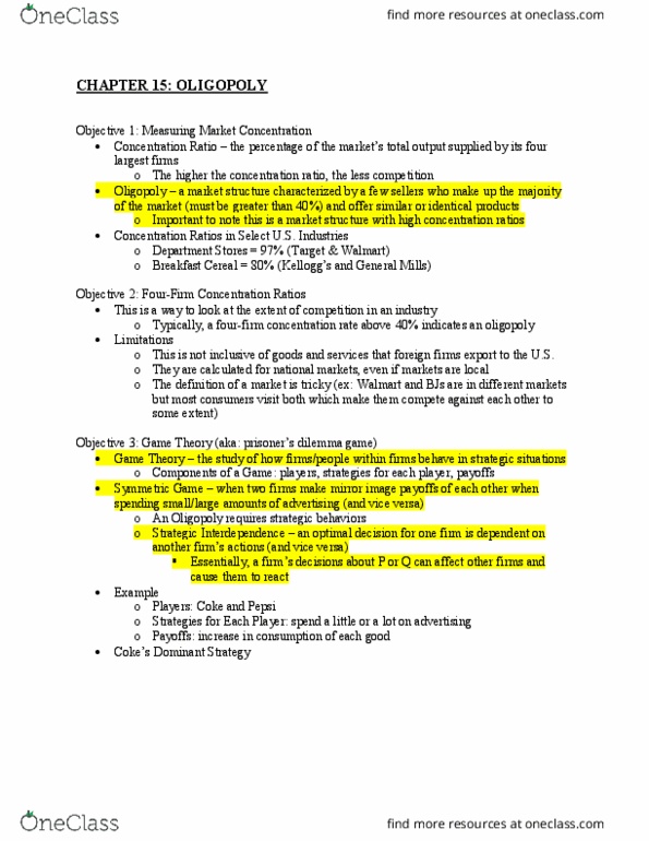 CAS EC 101 Lecture Notes - Lecture 10: Oligopoly, Strategic Dominance, Regional Policy Of The European Union thumbnail