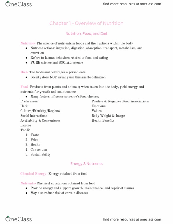 NHM 101 Lecture Notes - Lecture 1: Food Energy, Nutrient thumbnail