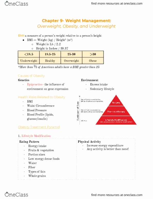 NHM 101 Lecture Notes - Lecture 10: Sedentary Lifestyle, Underweight, Energy Density thumbnail